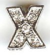1 9mm Silver Slider with Rhinestones - Letter "X"